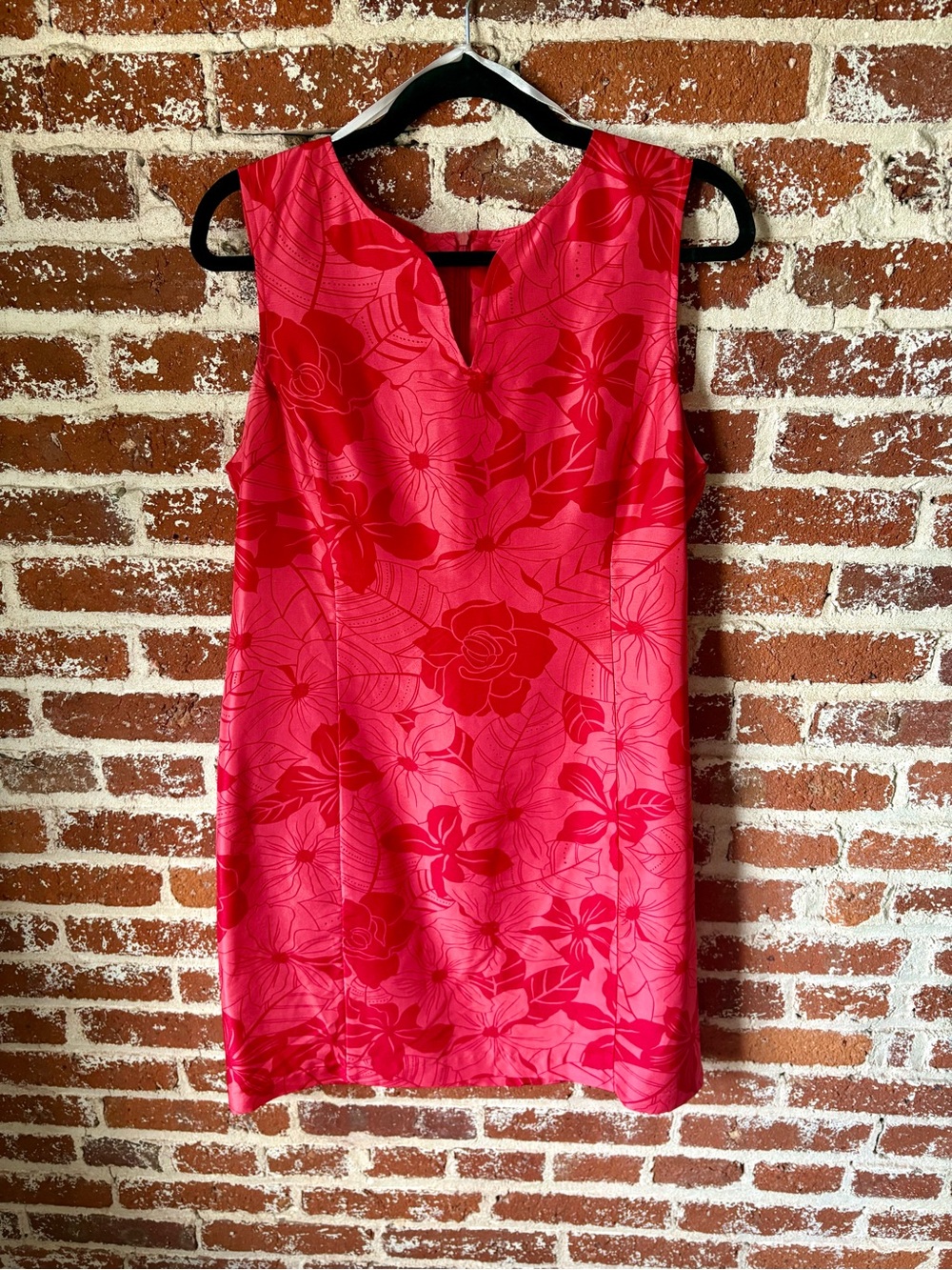 90s Vintage Robbie Bee Red & Pink Silk Floral Dress
